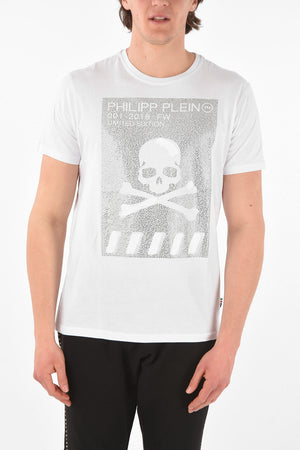 EST.1978 crew-neck t-shirt with rhinestone embellishment