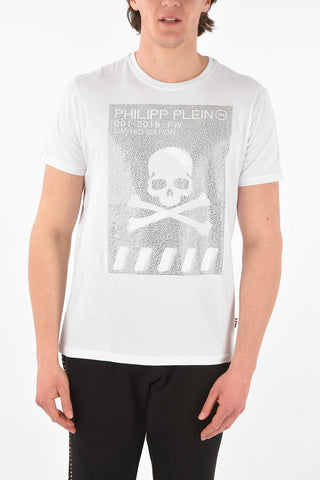 EST.1978 crew-neck t-shirt with rhinestone embellishment