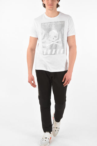 EST.1978 crew-neck t-shirt with rhinestone embellishment