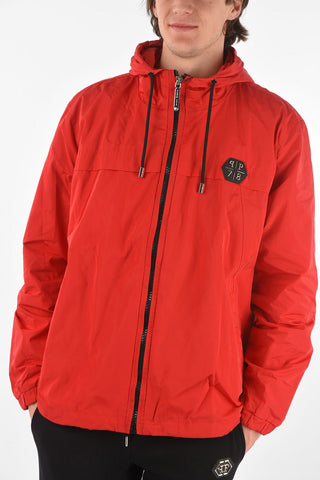 HOMME EST.1978 Zip clousure HEXAGONAL Windbreaker with hood