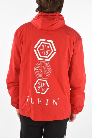 HOMME EST.1978 Zip clousure HEXAGONAL Windbreaker with hood