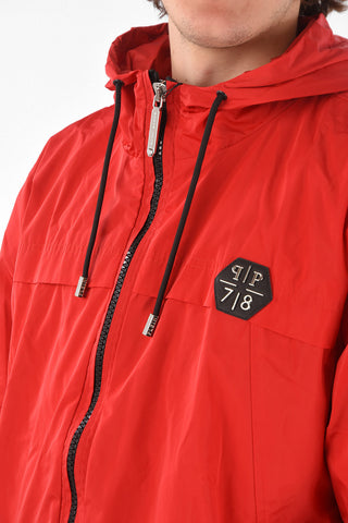 HOMME EST.1978 Zip clousure HEXAGONAL Windbreaker with hood