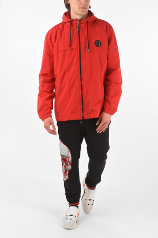 HOMME EST.1978 Zip clousure HEXAGONAL Windbreaker with hood