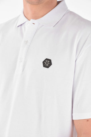 HOMME back printed 3 buttons Hexagonal polo shirt