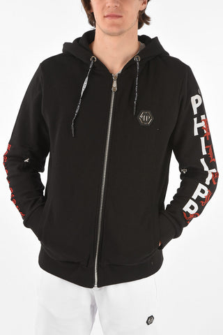 HOMME Hooded DOLLAR Sweatshirt with Print and Rhinestone Embellishment