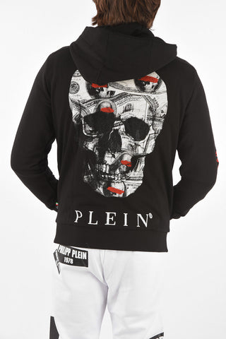 HOMME Hooded DOLLAR Sweatshirt with Print and Rhinestone Embellishment