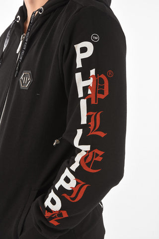 HOMME Hooded DOLLAR Sweatshirt with Print and Rhinestone Embellishment