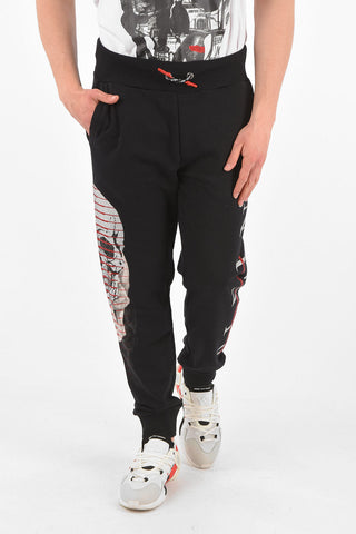 HOMME rhinestone embellished skull jogger pants