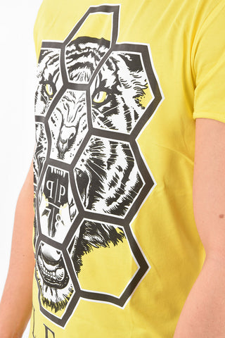 HOMME EST.1978 back printed EXAGON TIGER v-neck t-shirt