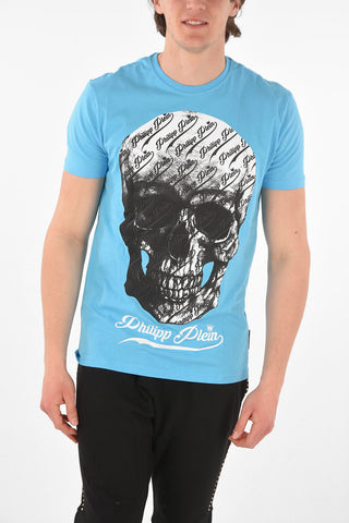 HOMME cotton ALLOVER SKULL crew-neck T-Shirt
