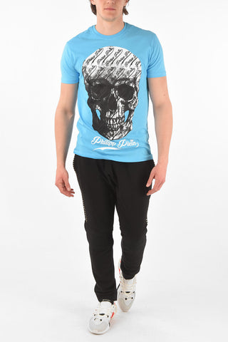HOMME cotton ALLOVER SKULL crew-neck T-Shirt