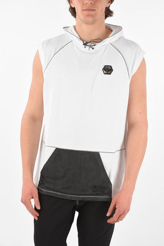 sleeveess active sweatshirt with hood