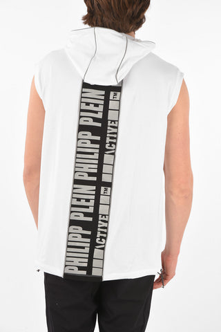 sleeveess active sweatshirt with hood