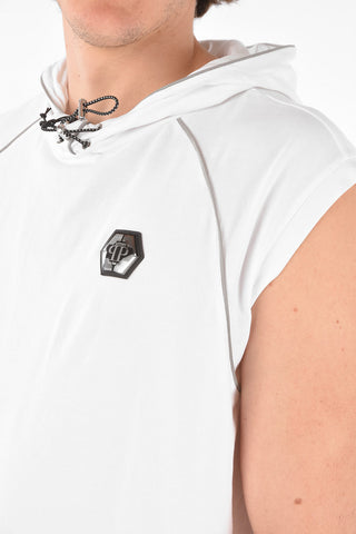 sleeveess active sweatshirt with hood
