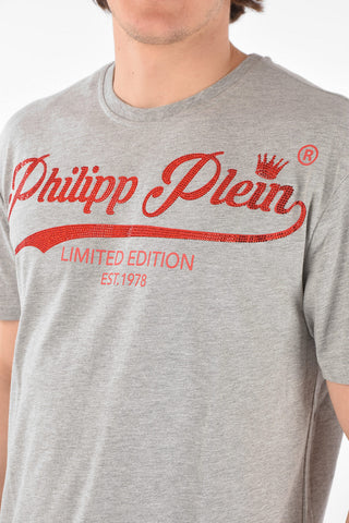 HOMME Crew Neck SIGNATURE T-Shirt with Rhinestone Embellishment