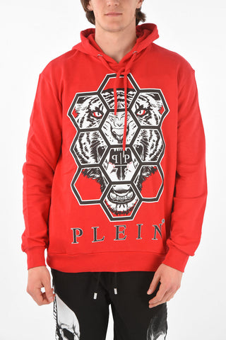 HOMME EST.1978 printed HEXAGON TIGER sweatshirt with side pocket