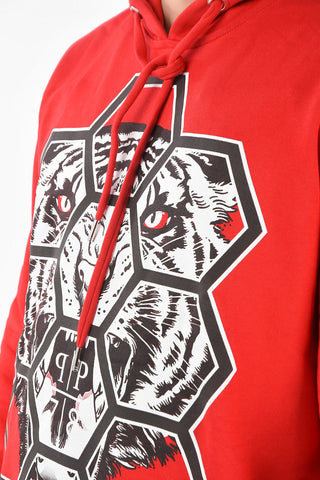 HOMME EST.1978 printed HEXAGON TIGER sweatshirt with side pocket