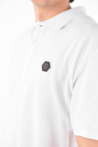 HOMME EST.1978 piquè cotton 3 button polo shirt with embroidery on the back