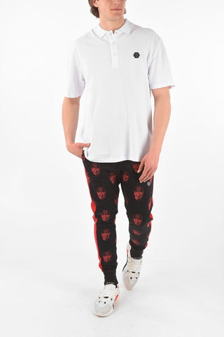 HOMME EST.1978 piquè cotton 3 button polo shirt with embroidery on the back