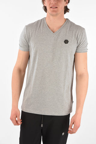 HOMME EST.1978 t-shirt ALLOVER SKULL scollo a v