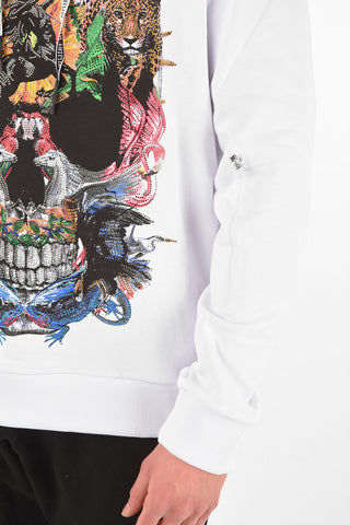 HOMME hooded ALOHA sweatshirt with print and rhinestone embellishment
