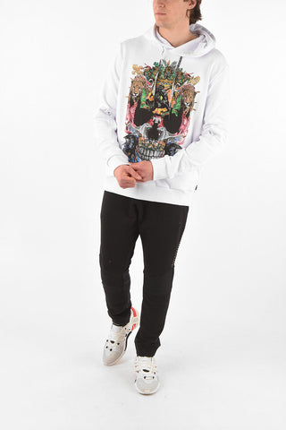 HOMME hooded ALOHA sweatshirt with print and rhinestone embellishment