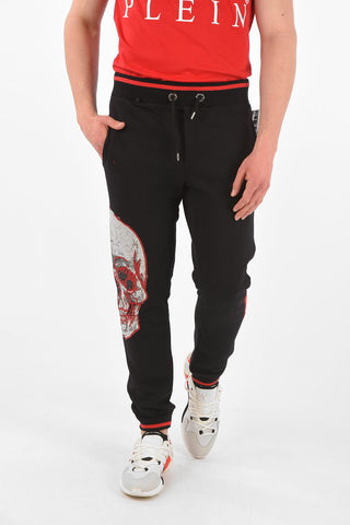 HOMME EST.1978 rhinestone SKULL Jogger pants