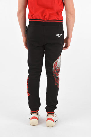 HOMME EST.1978 rhinestone SKULL Jogger pants