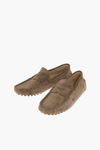 Mocassini Penny Loafers in Suede con Suola in Gomma
