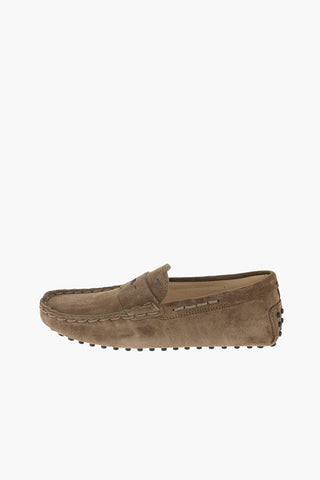 Mocassini Penny Loafers in Suede con Suola in Gomma