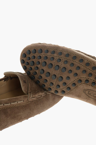 Mocassini Penny Loafers in Suede con Suola in Gomma