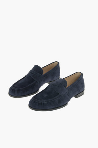 Rubber Sole Suede Penny Loafers