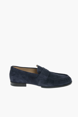 Rubber Sole Suede Penny Loafers