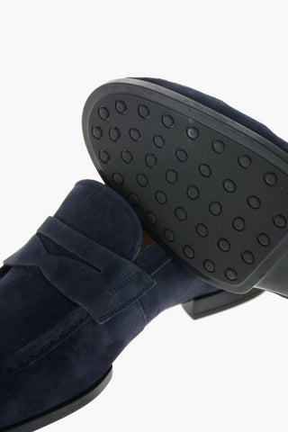 Rubber Sole Suede Penny Loafers