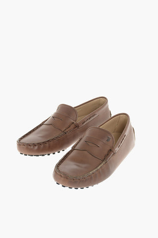 Textured Leather Penny Loafers