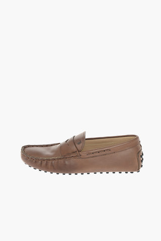 Textured Leather Penny Loafers