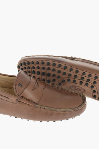 Textured Leather Penny Loafers
