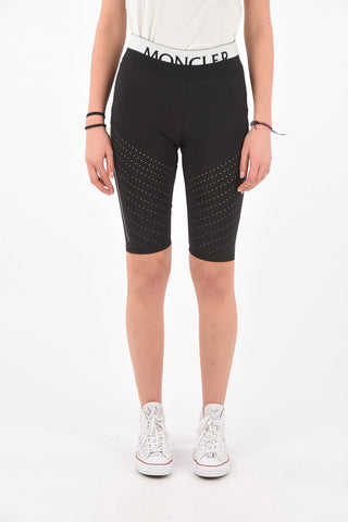 Logo Elastic Band Openwork Fabric Leggings