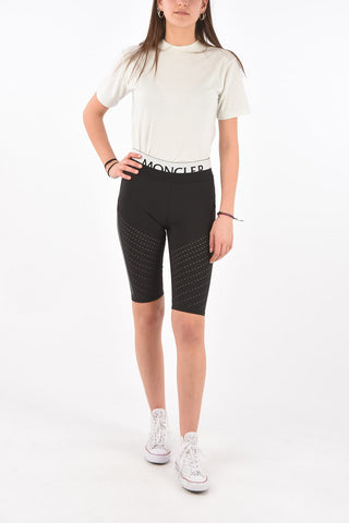 Logo Elastic Band Openwork Fabric Leggings