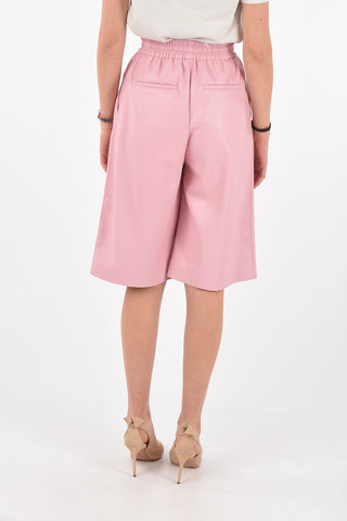 4 Pocket Elastic Waistband Leather Shorts