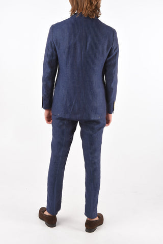 Single-breasted Pinstriped Peak Lapel Suit