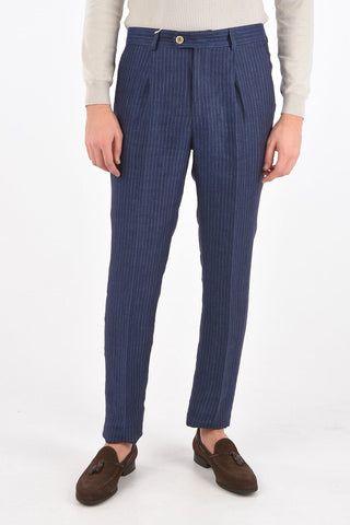 Single-breasted Pinstriped Peak Lapel Suit