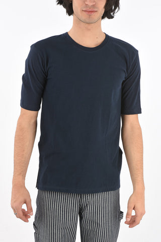 T-Shirt Girocollo in Cotone con Spacchi Laterali