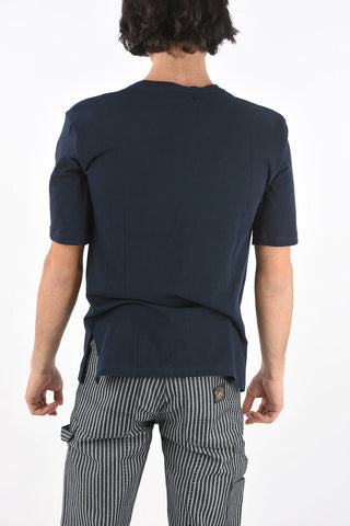 T-Shirt Girocollo in Cotone con Spacchi Laterali