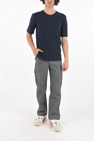 T-Shirt Girocollo in Cotone con Spacchi Laterali