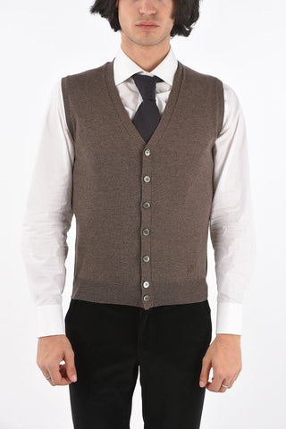 Front Buttoned Virgin Wool Vest