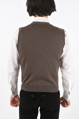 Front Buttoned Virgin Wool Vest