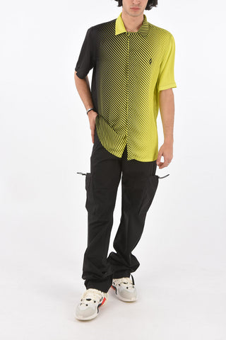 Short-sleeved Two Tone Satin Shirt