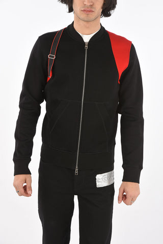 Suspender Two Tone Sweatshirt with Front Zip