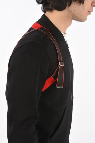 Suspender Two Tone Sweatshirt with Front Zip